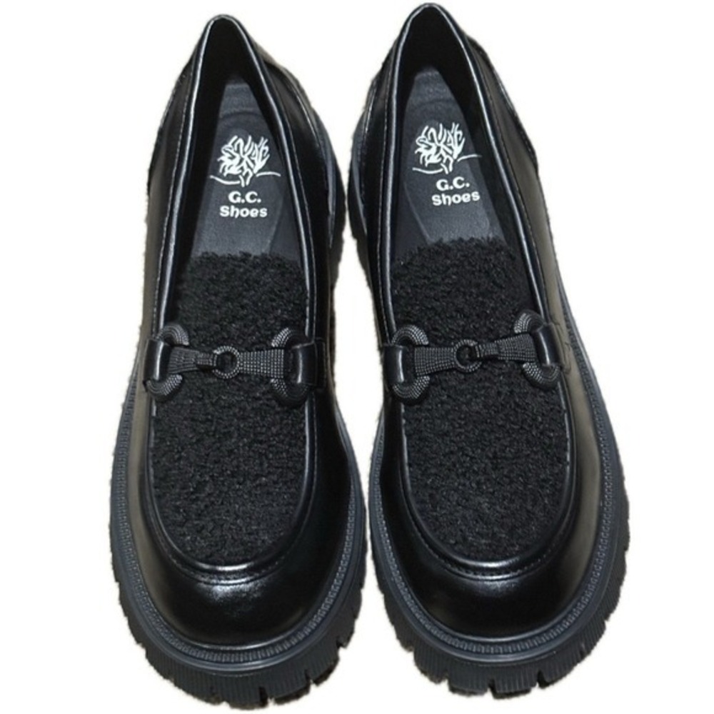 G.C. SHOES Chunky Combat Loafers Bouclé Black |‎ US 9.5